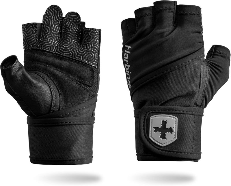 Harbinger Pro Wristwrap Gloves 3.0 - Enhanced Grip, Superior Wrist Support, Breathable 4-Way Stretch Lycra, Durable Leather Palm, Half-Finger Design for Weightlifting, Fitness Training, Women's - Image 1